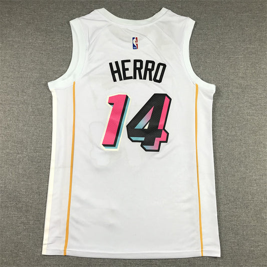 Herren Miami Heat Tyler Herro #14 Weiß 2022/23 Fastbreak-Trikot – City Edition