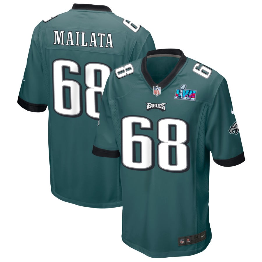 Jordan Mailata Philadelphia Eagles Nike Super Bowl LVII Spieltrikot – Mitternachtsgrün