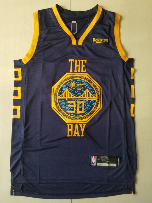 Herren Golden State Warriors Stephen Curry Navy Swingman Trikot City Edition