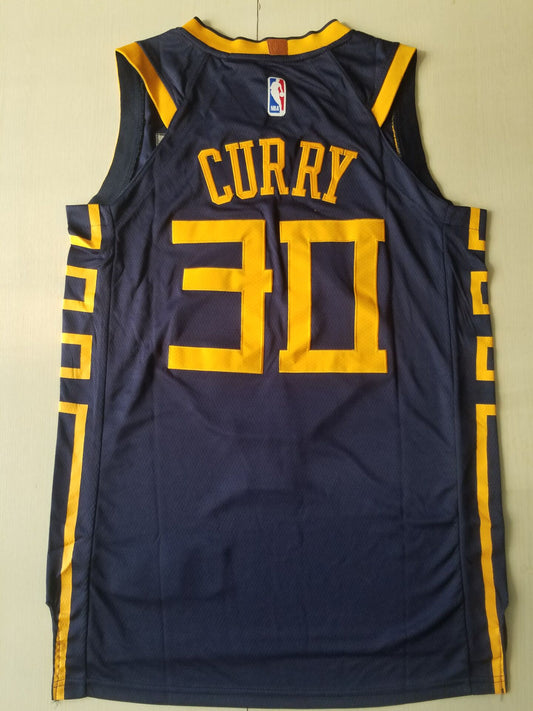 Herren Golden State Warriors Stephen Curry Navy Swingman Trikot City Edition