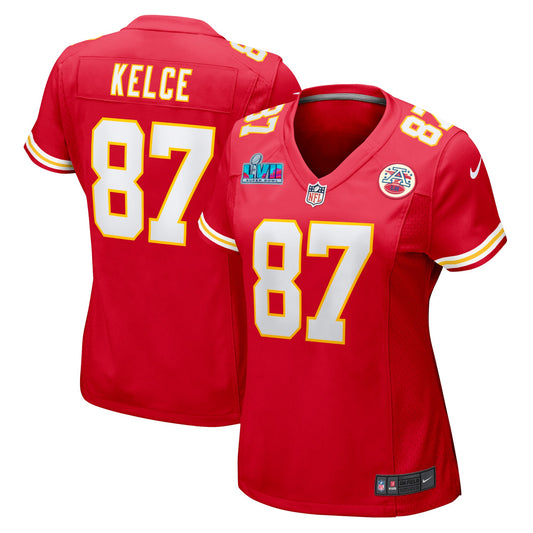 Travis Kelce Kansas City Chiefs Nike Super Bowl LVII Patch-Spieltrikot für Damen – Rot