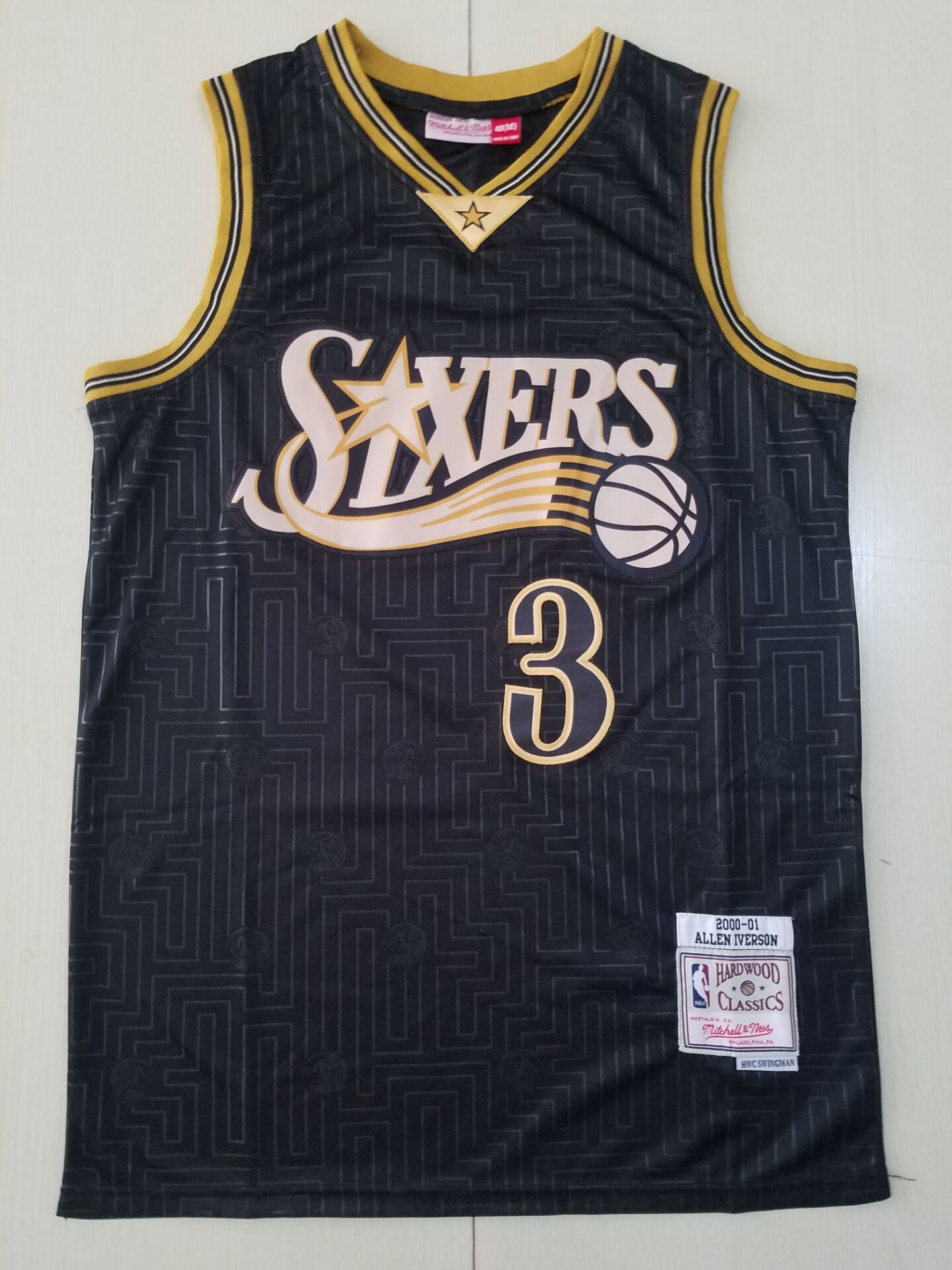 Philadelphia 76ers Allen Iverson Black 2000-01 Hardwood Classics-Trikot für Herren