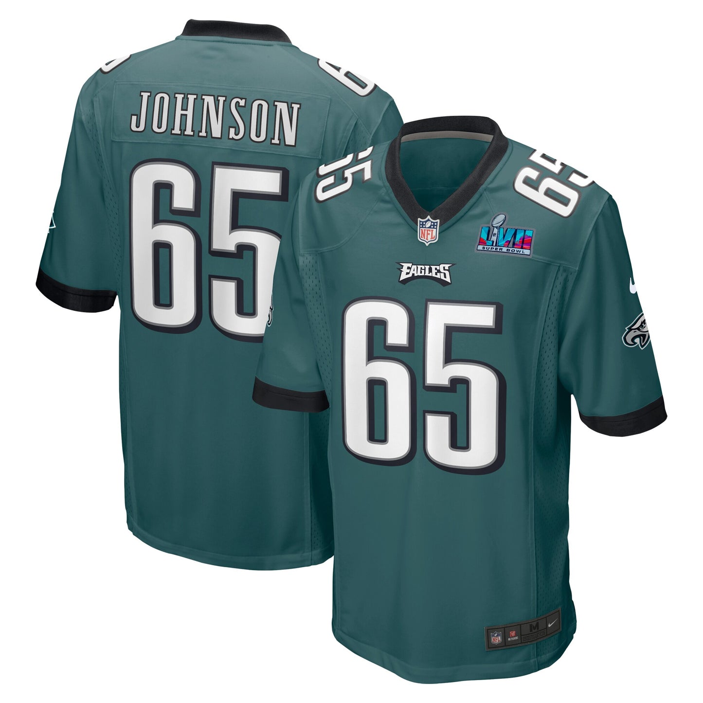 Lane Johnson Philadelphia Eagles Nike Super Bowl LVII Patch-Spieltrikot – Mitternachtsgrün