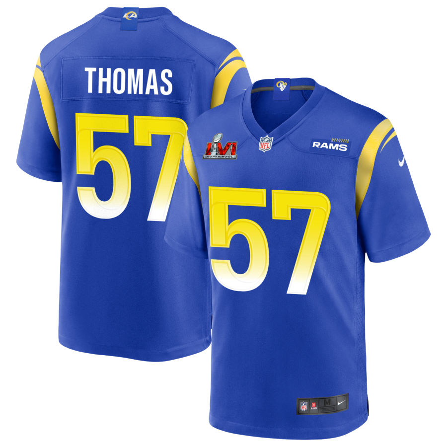 Zach Thomas Los Angeles Rams Nike Super Bowl LVI Spieltrikot – Royalblau