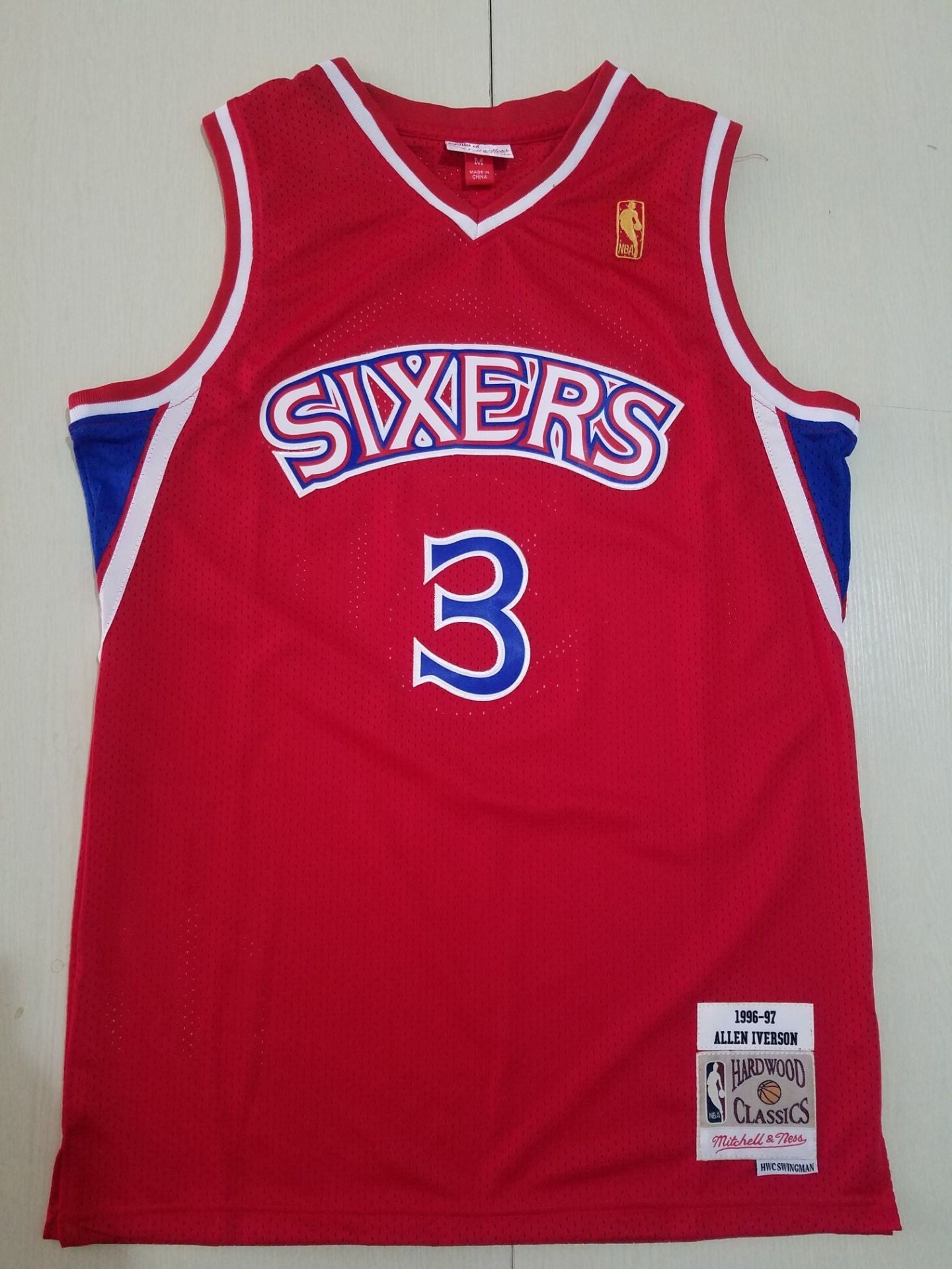 Authentisches Herren-Trikot der Philadelphia 76ers Allen Iverson Red Hardwood Classics