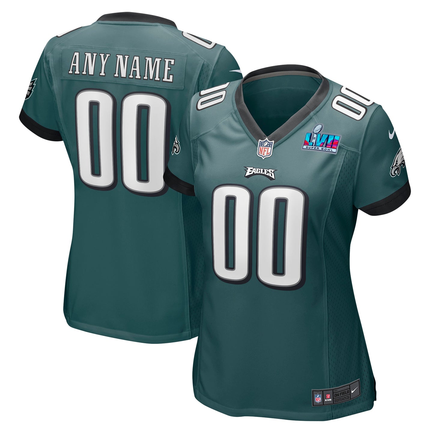 Philadelphia Eagles Nike Super Bowl LVII Game Custom-Trikot für Frauen – Mitternachtsgrün