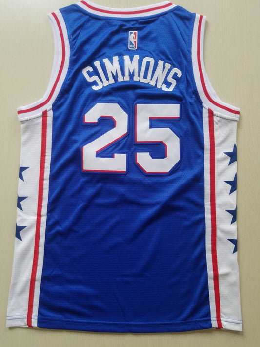 Men's Philadelphia 76ers Ben Simmons #25 Blue Fast Break Replica Jersey