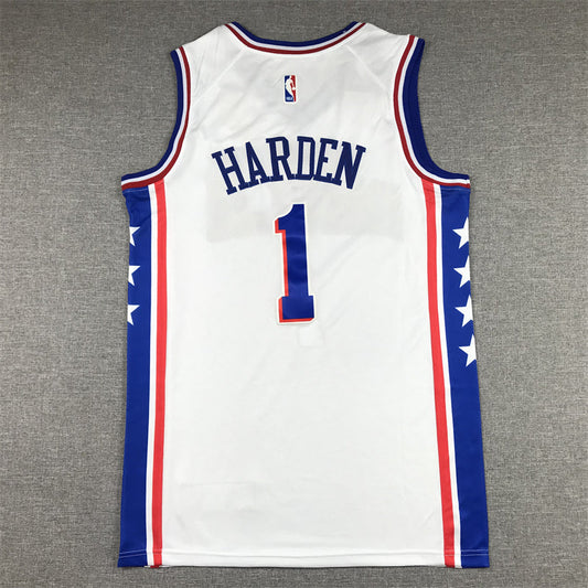 Men's Philadelphia 76ers James Harden #1 White 2022/23 Swingman Jersey - Association Edition