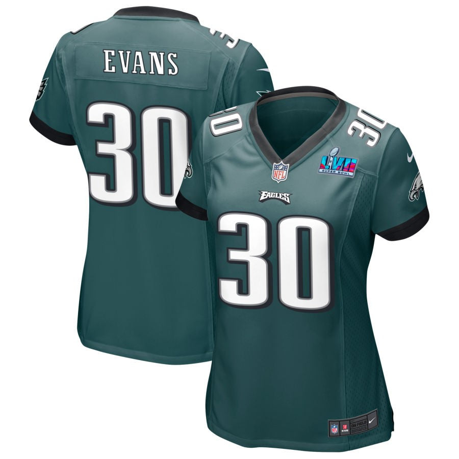 Justin Evans Philadelphia Eagles Nike Women's Super Bowl LVII Game Jersey - Midnight Green