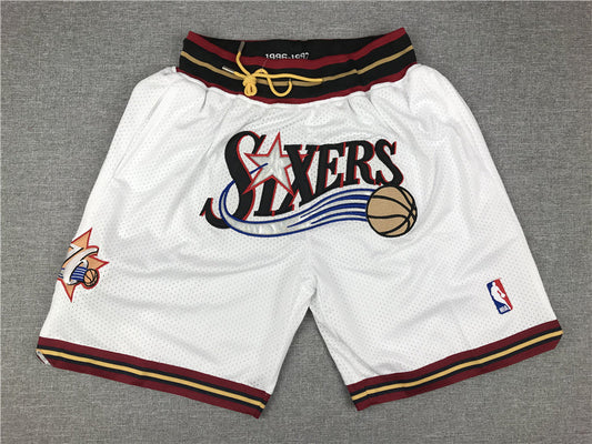 Men's Philadelphia 76ers White 1996-97 Hardwood Classics Basketball Shorts