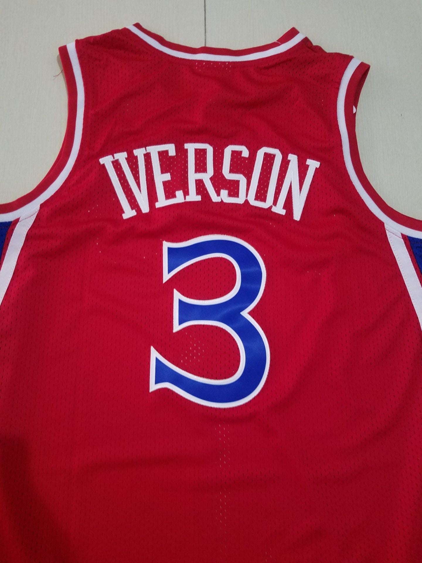 Authentisches Herren-Trikot der Philadelphia 76ers Allen Iverson Red Hardwood Classics