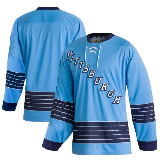 Hellblaues adidas Team Classics Authentic Blank Trikot der Pittsburgh Penguins für Herren