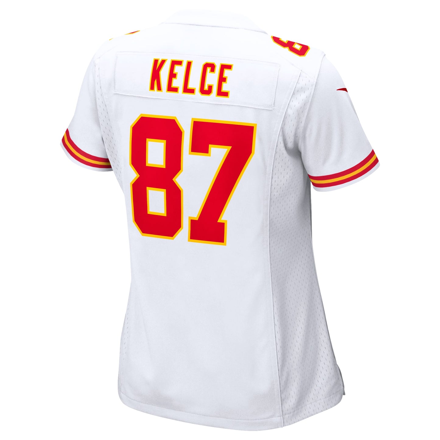 Travis Kelce Kansas City Chiefs Nike Super Bowl LVII Patch Auswärtsspieltrikot für Damen – Weiß