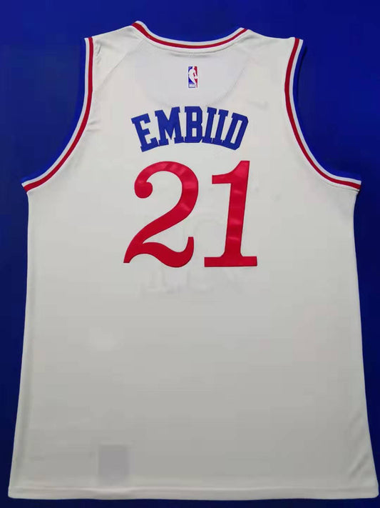 Men's Philadelphia 76ers Joel Embiid #21 NBA White Swingman Player Jersey