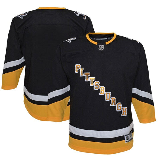 Schwarzes alternatives Premier-Trikot der Pittsburgh Penguins 2021/22 für Jugendliche