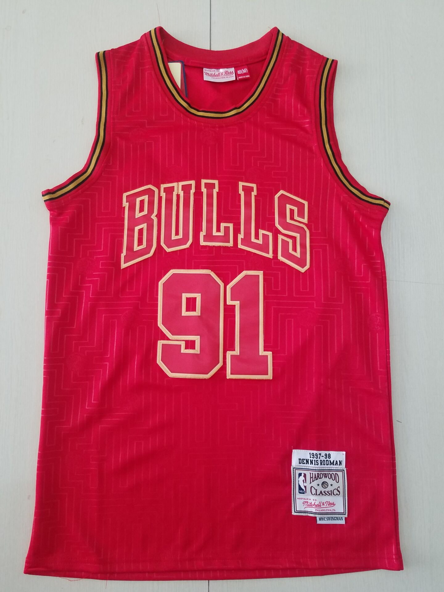 Herren Chicago Bulls Dennis Rodman #91 Red Hardwood Classics Swingman-Trikot