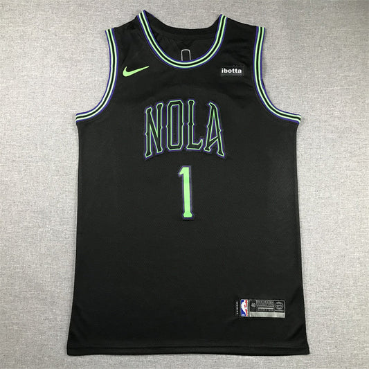 Herren New Orleans Pelicans Zion Williamson #1 Schwarzes 2023/24 Swingman-Trikot – City Edition