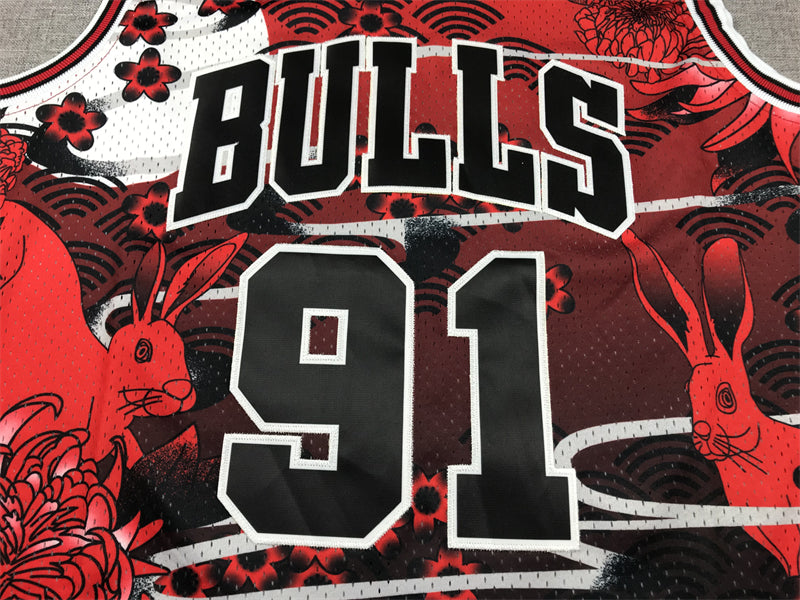 Chicago Bulls Dennis Rodman #91 Year of Rabbit Edition Hardwood Classics Swingman-Trikot für Herren