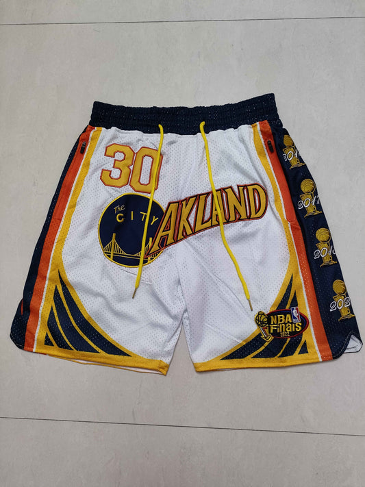 Herren-Basketballshorts der Golden State Warriors in Weiß mit Tasche