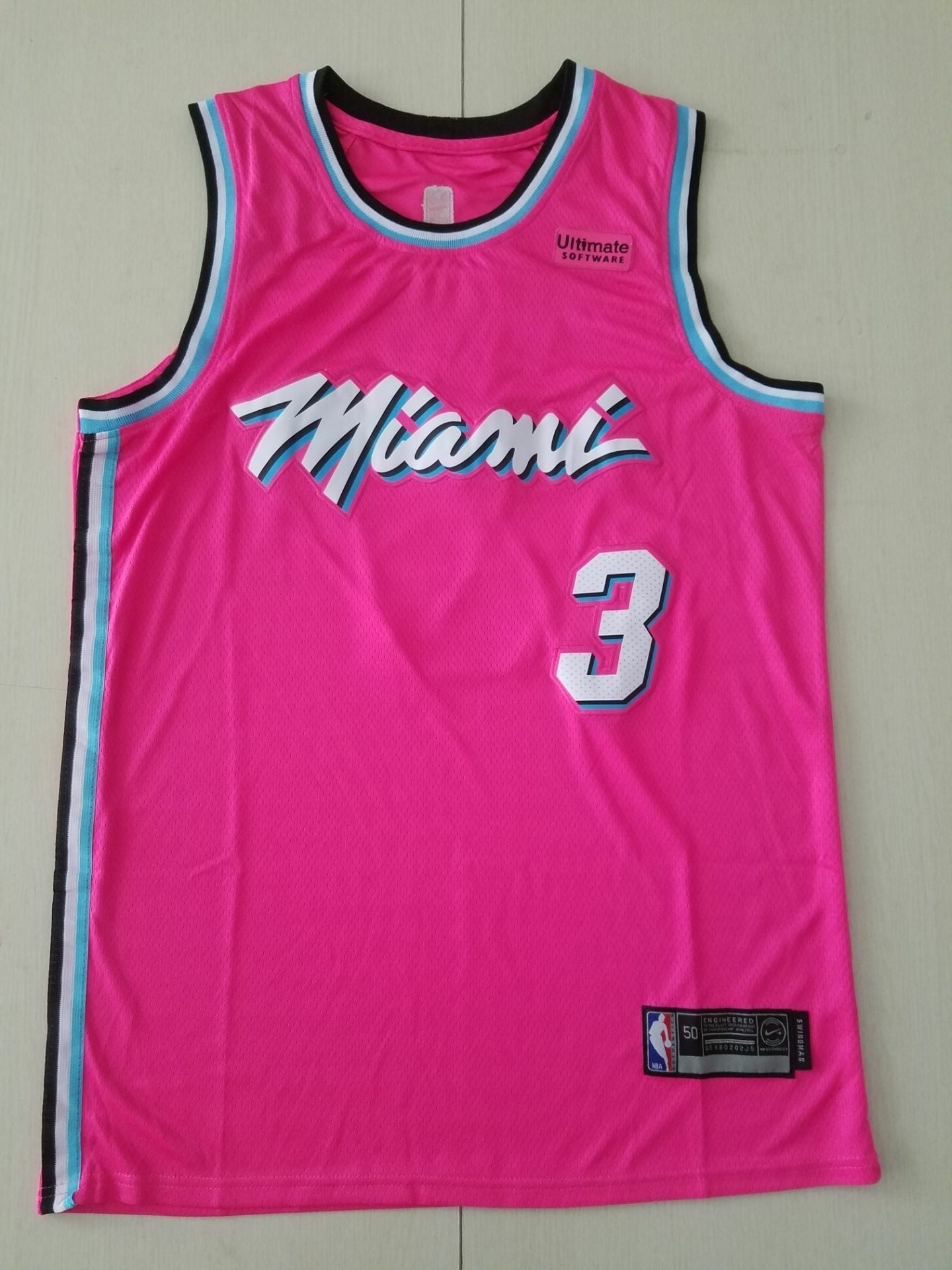 Men's Miami Heat Dwyane Wade #3 Pink Swingman Player Jersey