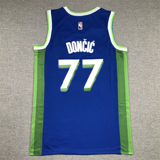 Dallas Mavericks Luka Doncic #77 Blaues Swingman-Trikot 2022/23 für Herren – City Edition