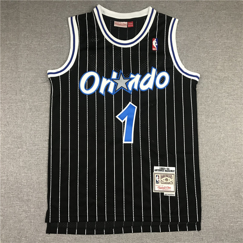 Men's Orlando Magic Penny Hardaway #1 Black Hardwood Classics Swingman Jersey