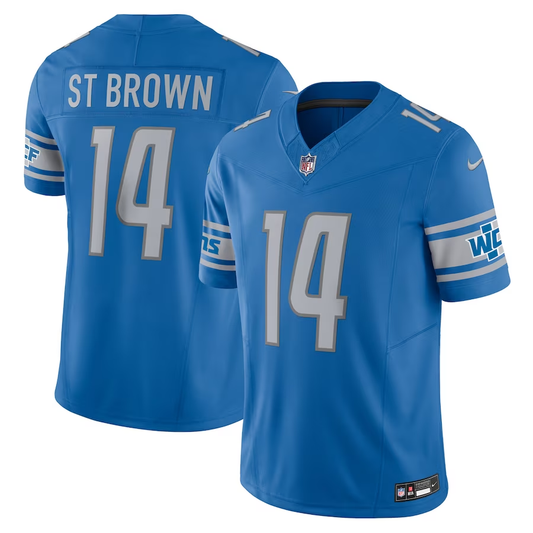 Men's Detroit Lions Amon-Ra St. Brown #14 Blue Game Jersey