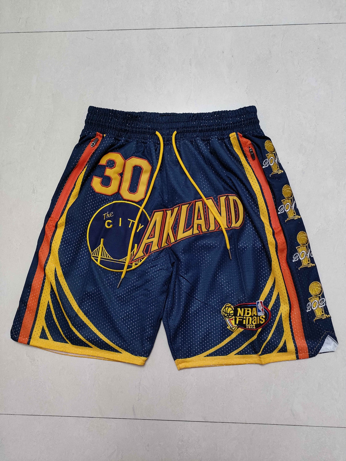 Herren-Basketballshorts der Golden State Warriors mit Tasche in Dunkelblau